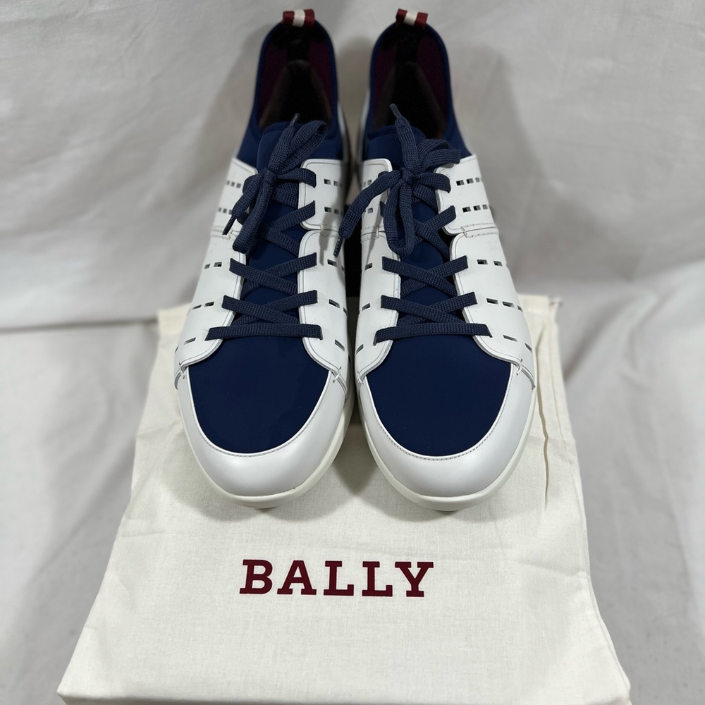 Bally White and Navy Sneakers